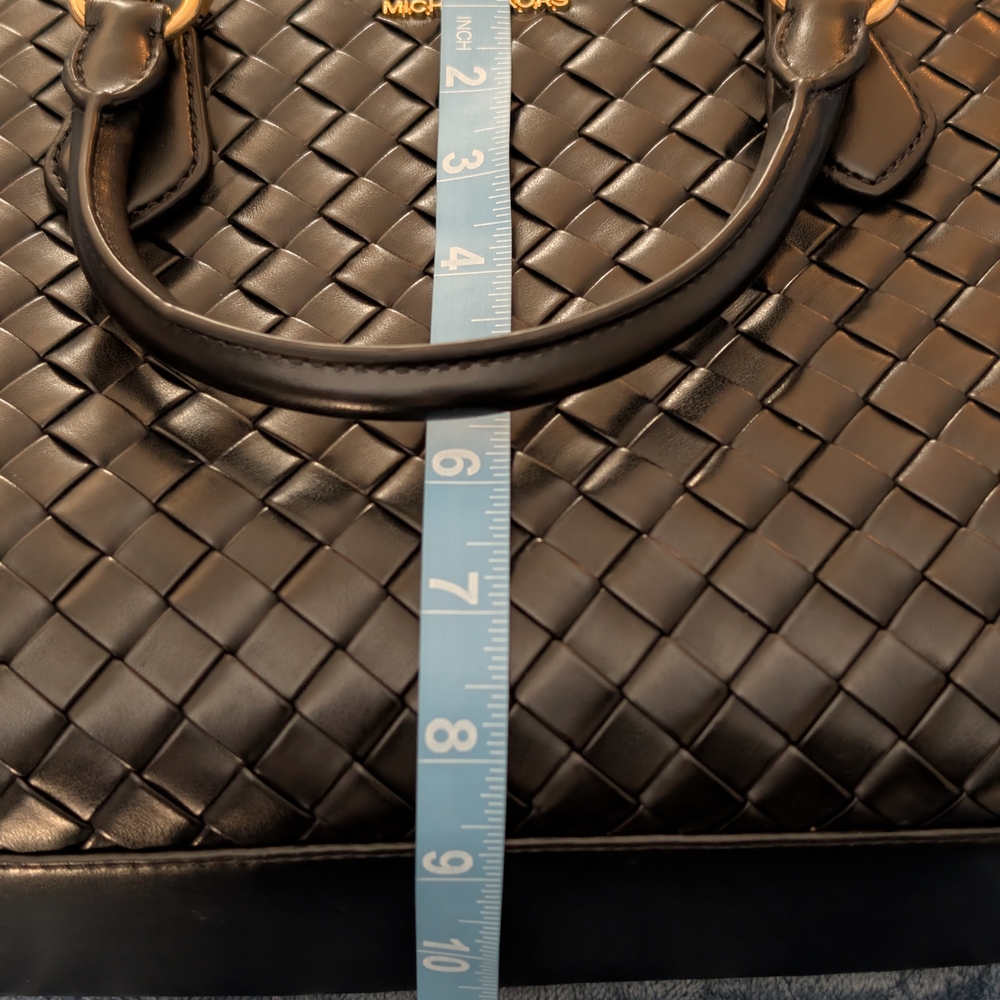 Michael Kors Marilyn Medium Woven Satchel Black No Crossbody Strap - Picture 10 of 10